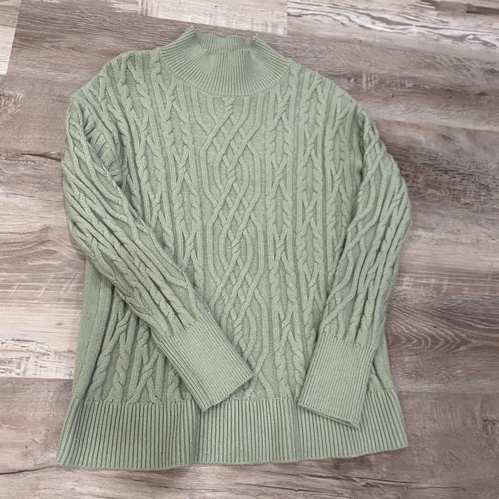 Tahari Sage Cable Knit Turtleneck Sweater